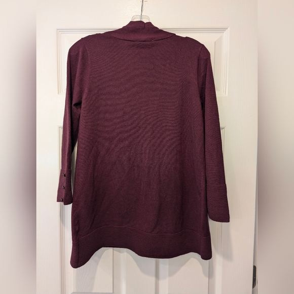 NWT Evolution Myna Button Sleeve open front ribbed Cardigan sweater purple sz S - Picture 3 of 8